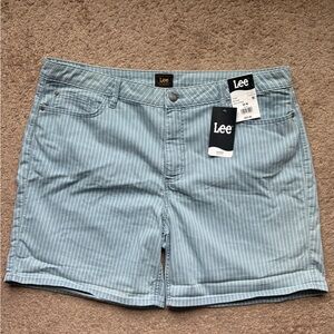 Lee Mid-Rise Blue Striped Shorts
